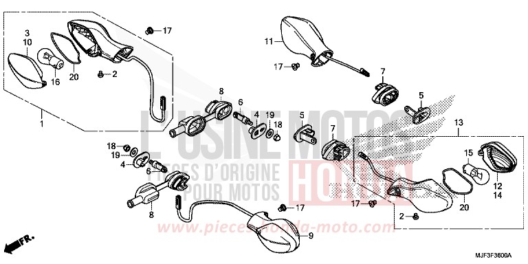BLINKER von CTX700 ABS PEARL FADELESS WHITE (NH341) von 2014